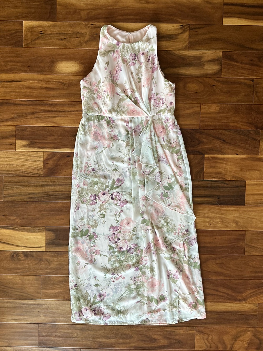 After Six Floral Pastel Pink and Green Dress Size 18